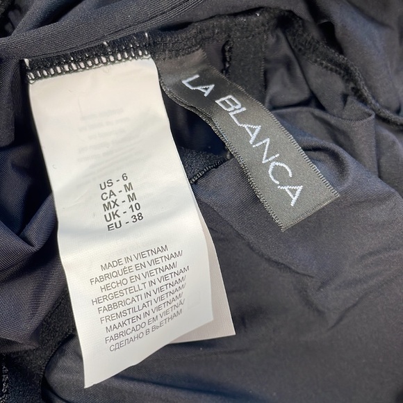 New La Blanca Island Goddess Lace Up Back One Shoulder One Piece Swimsuit Black - Picture 9 of 10